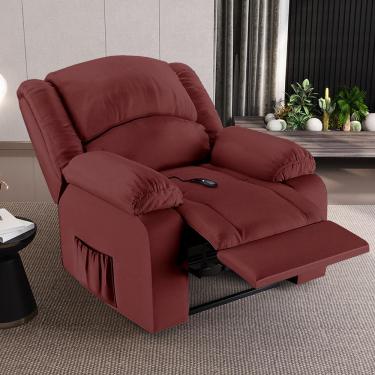 Imagem de Poltrona do Papai Reclinável Sala de Cinema Madrid Controle Power Elétrico USB PU Vermelho  G23