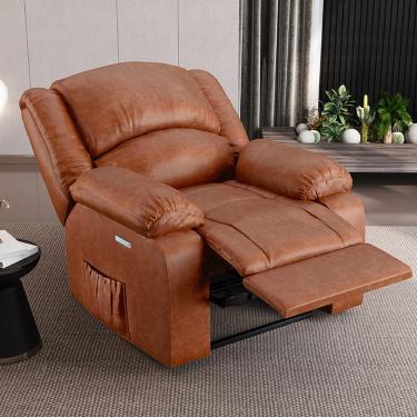 Imagem de Poltrona do Papai Reclinável Sala de Cinema Madrid Elétrica Touch USB PU Caramelo Brilho  G26