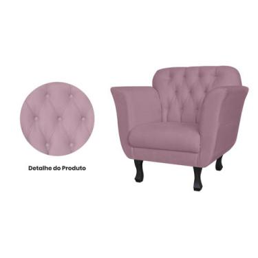 Imagem de Kit 2 Poltronas Decorativa Dália Suede Rosê Pés Madeira Mz Decor - Maz
