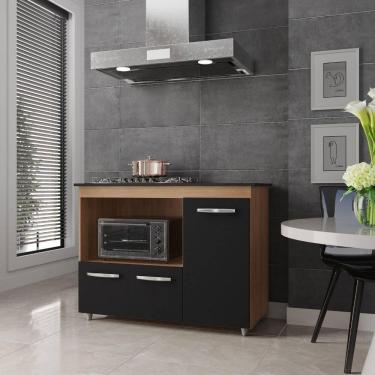 Imagem de Balcão Para Cooktop Ana 4 Bocas 3 Portas Moblis Cor:savana Preto