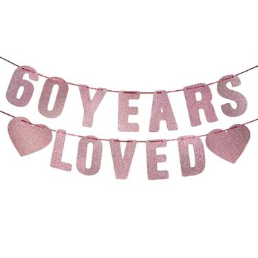 Imagem de Faixa de aniversário de 60 anos - Decoração de festa com glitter em ouro rosa para mulheres e homens, placa feliz de 60 anos para ela e ele, decorações de aniversário fáceis de pendurar A2506-ouro