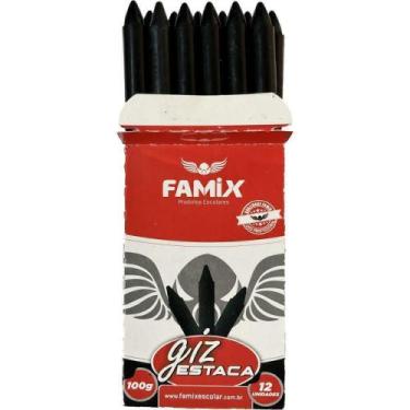 Imagem de Giz de Cera Lápis Estaca Preto 100g 12unid - Famix