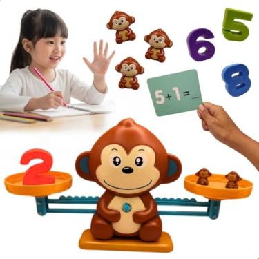 Imagem de Brinquedo Educativo Somar Equilibrar Macaquinho Balança Monkey Balance Matemática Infantil Aprendizado Divertido Pedagógico Presente Natal Aniversário Dia das Crianças 3 4 5 6 Anos