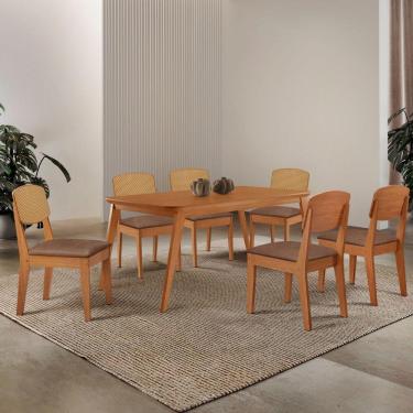 Imagem de Mesa De Jantar Copper 180cm Tampo Mdf Laminado 6 Cadeiras Tork/naturale/naturale