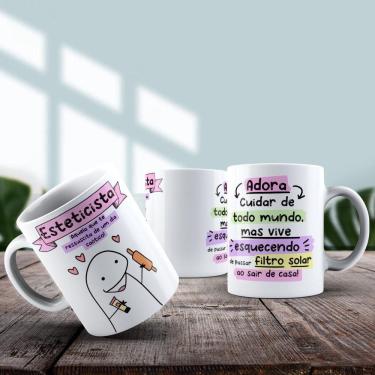 Imagem de Caneca De Porcelana 325ml Flork Profissões Feminino Esteticista