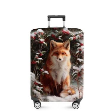Imagem de FOREVER QUEEN Capa protetora elástica para bagagem de Natal serve para acessórios de viagem de 50 a 86 cm, Inverno - Raposa, M(fits 24-26Inch suitcase), Mármore