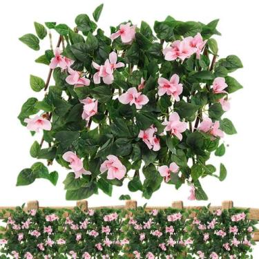 Imagem de Painéis de treliça de jardim com hera artificial e flor violeta - Marc