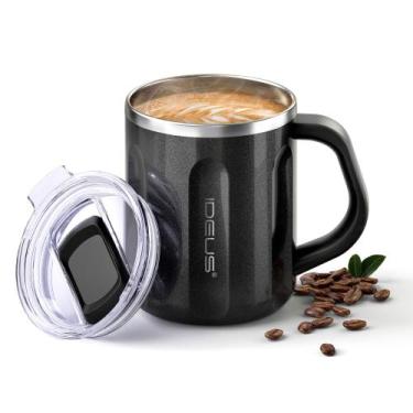 Imagem de Xícara de café Ideus 473ml de aço inoxidável com alça e tampa