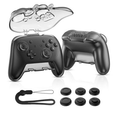 Imagem de NEWDERY Hard Carrying Case for Nintendo Switch 2 Pro Controller, Protective Travel Organizer, Thickened Shockproof PC Shell with Frosted Anti-Scratch Finish, Includes 6 Thumb Grips & Hand Strap, Black