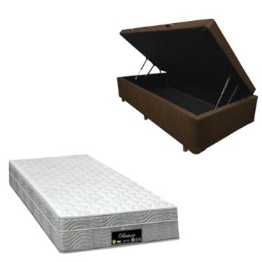 Imagem de Cama Box Baú Blindada com Colchão RivIera Molas Ensacadas 25cm de altura (SUEDE MARROM, Solteiro)