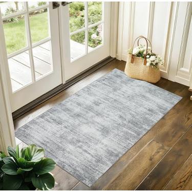 Imagem de BILEEHOME Tapete de banheiro cinza lavável antiderrapante moderno estética abstrata 2x3 tapete para chão de cozinha pequeno macio cinza claro protetor de piso tapete para entrada cabeceira 2 x 3
