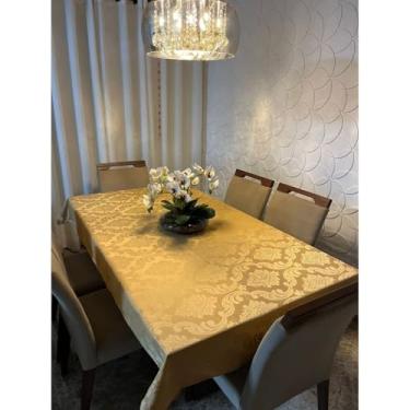Imagem de Toalha de Mesa Jacquard Luxo 6 Lugares 2,10x1,40 Várias Cores ENVIO IMEDIATO(Dourada)