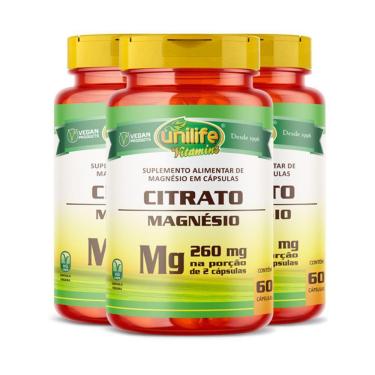 Imagem de Kit 3 Magnésio Citrato Unilife 60 Cápsulas