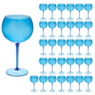 Imagem de Taça De Gin Curves 600ml Kit 32un Acrílico Alto Padrão (AZUL SAFIRA)