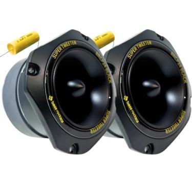Imagem de Bass Rockers BRCP24 Silver Tweeter Bullet 10.1 cm, 400W Peak/200W RMS, corpo de alumínio fundido de 8 Ohm, alto rendimento (até 110 dB), resposta de frequência 4kHz-20kHz (preto - pacote com 2)