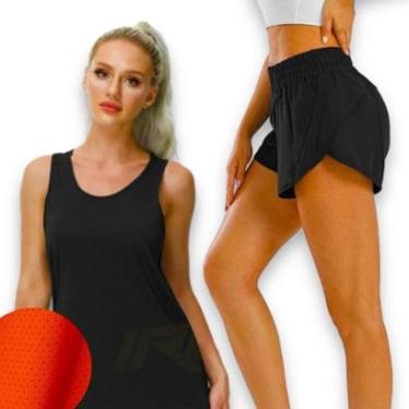 Imagem de Conjunto Camiseta REGATA MALHA FRIA POLIAMIDA + Short TACTEL Yoga Academia Corrida Feminino 557-Feminino