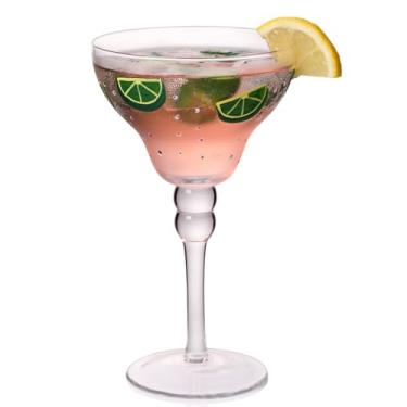 Imagem de ELERGIFTS Copo Margarita pintado à mão, copos soprados à mão de 293 ml, copos modernos de bar para Martini, taças artesanais para beber cupê para coquetel champanhe, decorações de festa (série Lemon)