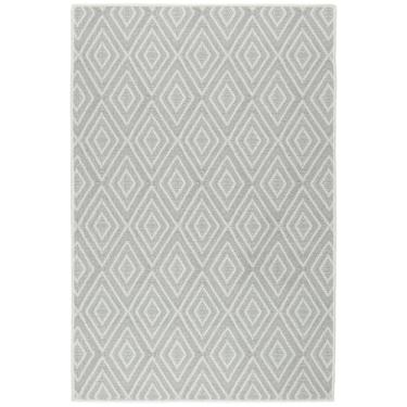 Imagem de Dash and Albert Diamond Tapete lavável à máquina - 8,5 x 1,5 m platina/branco - Tapete com detalhes de diamante - Base antiderrapante, leve, lavável na máquina, áreas de alto tráfego cozinha, mudroom,