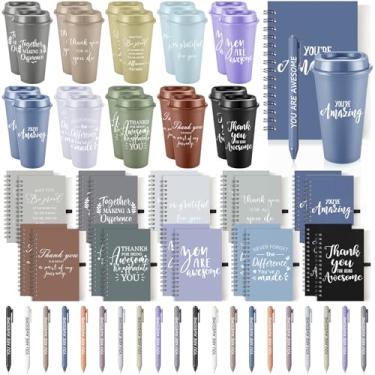 Imagem de Teenyyou Conjunto de 60 peças de presentes de agradecimento dos funcionários, presente de agradecimento, copos de plástico de 473 ml, com tampa, caneta, lembrancinha de festa de Natal a granel para