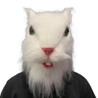 Imagem de Xanmmdylum Máscara de esquilo de pelúcia animal cosplay esquilo com capuz de látex, adereços para fantasia de cosplay de Halloween, adulto