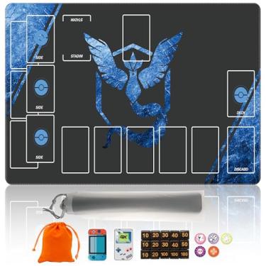 Imagem de Cylvenor 24×14 PTCG Playmat Set with 22-Piece Damage Counters and Professional Storage Bag - Premium Game Mat (Blue)