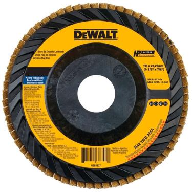 Imagem de Disco De Lixa Flap 4.1-2 115x22mm P-metais E Inox Dewalt Dw8308p-ar Grão 60