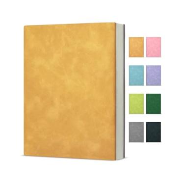 Imagem de KSFFWQIN Caderno de diário para mulheres e homens, caderno pautado na faculdade para trabalho, escola, anotações, diário, 15 x 20 cm - laranja