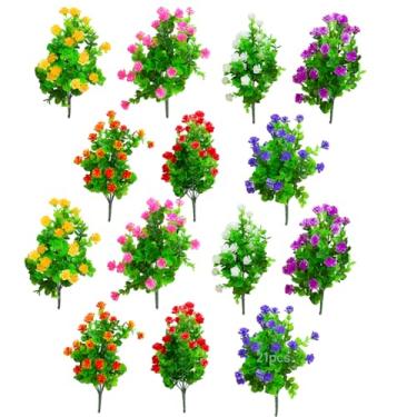 Imagem de Buquê de eucalipto artificial, 21 peças, 7 cores (azul/branco/laranja/amarelo/roxo/vermelho/rosa)