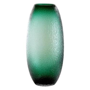 Imagem de 33 cm de altura, vaso de vidro grande soprado à mão, design gradiente azul cobalto, vidro sem chumbo, ideal para decoração de interiores e presentes, decoração artística de casa