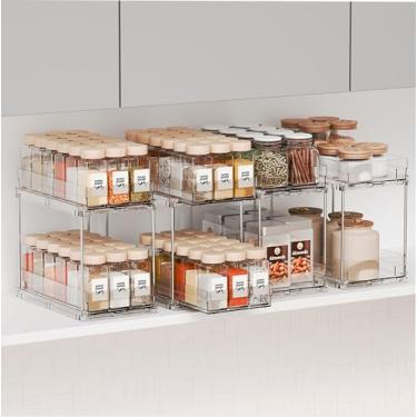 Imagem de Yieach Pacote com 4 prateleiras verticais de 2 camadas, organizador de temperos estreito de 26 cm para armários internos, cozinha, despensa, tempero de armário, lata, organizador de frascos e armário