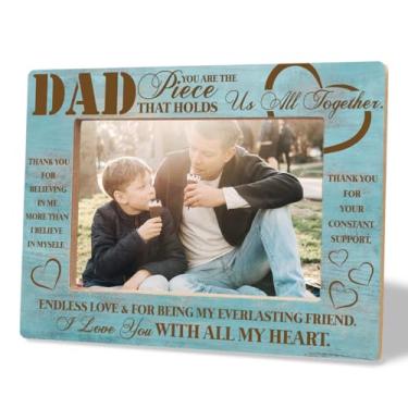 Imagem de XHWLYN Porta-retrato de 20,3 x 15,2 cm, presente para o papai, presente de filha e filho, presente de dia dos pais para melhor pai, moldura para decoração de casa, você é a peça que nos mantém todos