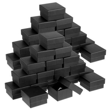 Imagem de Meyeyaia 72 caixas de presente de joias pretas de papelão caixas de presente a granel 5 x 2 x 3 em preto pequeno anel caixa de brinco com tampas para festa de casamento, loja, embalagem, colar