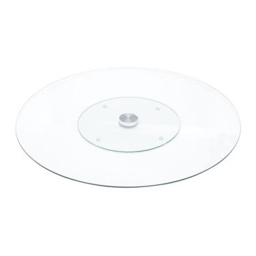 Imagem de Centro de Mesa Multiuso de Vidro Temperado Giratório Redondo 30x2,5cm Wolff