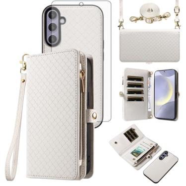 Imagem de Asuwish Capa de celular para Samsung Galaxy S24 Plus/S25 Plus S24+ S25+ 5G com zíper carteira celular com protetor de tela, alça transversal, suporte para cartão S24Plus 24S + S 24 24+ S25Plus 25S 25+