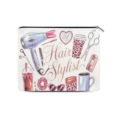 Imagem de Bolsa organizadora de acessórios de cabelo, bolsa de maquiagem para cabeleireiro, bolsas de cosméticos com zíper, bolsa de cabeleireiro, Branco 5, Tradicional