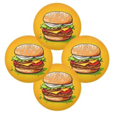 Imagem de Wassud Jogo americano conjunto de 4 tapetes redondos de hambúrguer gourmet para cozinha e jantar, tapetes laváveis, resistentes ao calor, decoração de mesa 39 cm