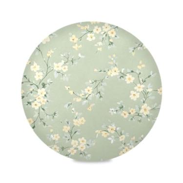 Imagem de Wassud Jogo americano verde pastel floral tapetes de mesa redondos para cozinha e jantar tapetes laváveis resistentes ao calor decoração de mesa 39 cm