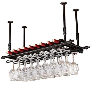 Imagem de Suporte para copos de vinho tinto para pendurar no teto, suporte de garrafa de vinho para pendurar no teto