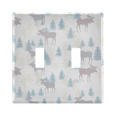 Imagem de Burbuja Capa de placa de parede para interruptor de luz de veado de árvore de inverno, placa decorativa de parede, parafusos incluídos, 2 faixas