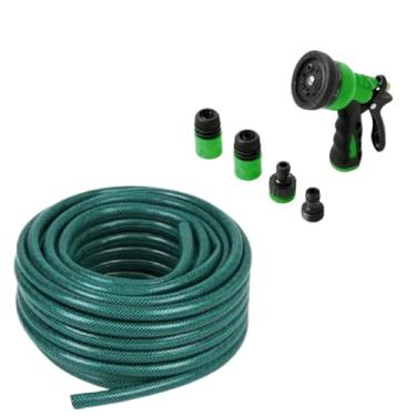 Imagem de Mangueira de Jardim 4 Engates Pistola 20 metros 3 camadas Verde