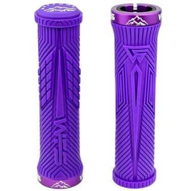 Imagem de WFS Volatus Pegas de bloqueio único para bicicletas de montanha, estrada, bicicleta urbana, 33 mm OD macio, confortável, ergonômico, antiderrapante de 22 mm com trava de identificação para MTB, 1 par