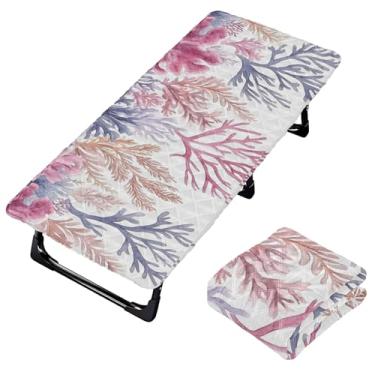 Imagem de Burbuja Lençol de berço de algas marinhas em aquarela para crianças, lençol de cochilo acolchoado portátil com faixa elástica para meninas e meninos, lavável na máquina, 63,5 x 127 cm