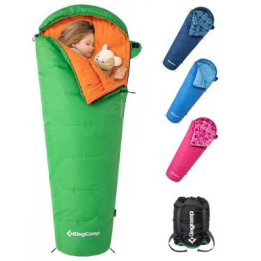 Imagem de KingCamp Saco de dormir infantil de 6 °C, leve, impermeável, compacto, de flanela, para clima frio e quente, acessórios essenciais para acampamento, serve para crianças de 10 a 12 anos de altura