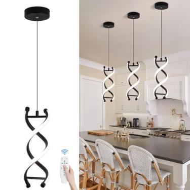 Imagem de CANEOE Luminária pendente de LED em espiral, lâmpada pendente de LED integrada moderna regulável de 15 W, luminária suspensa de ilha de cozinha de altura ajustável para sala de estar, quarto, pia de