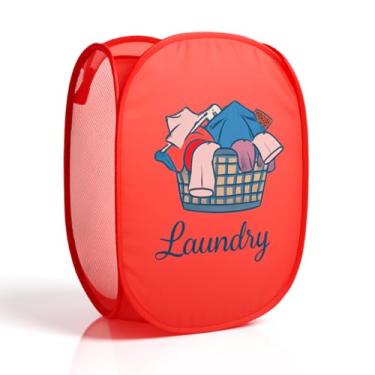 Imagem de Cesto Organizador Multiuso Porta Treco Brinquedos Roupas Infantil Dobrável (Vermelho Lavanderia)