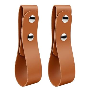 Imagem de KAKUPPA 2 coldres de couro para chicote de touro, suporte de chicote estilo Indiana Jones com passador de cinto, suporte de chicote de couro de vaca feito à mão para fantasia e uso equestre, bainha