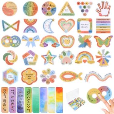 Imagem de 54 adesivos sensoriais – 2 adesivos texturizados com superfície calma com caixa de armazenamento – fitas antiestresse para adultos, TDAH e professores – Adesivos de alívio da ansiedade para sala de