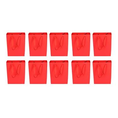 Imagem de SIWOTED 10 Pcs Sacos de presente Saco de presente de papel vermelho simples para festas de compras de Natal, formaturas de aniversário