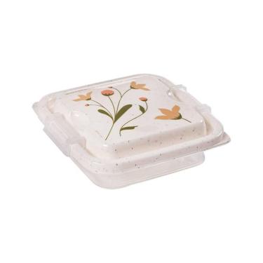 Imagem de Pote Quadrado De Plástico 150Ml Clique E Trave Decorado