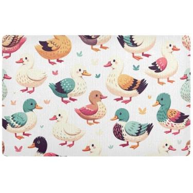 Imagem de TSENQUE Capacho personalizado fofo de patos coloridos tapete para uso externo absorvente tapete de porta frontal externo para entrada externa 81 x 50 cm